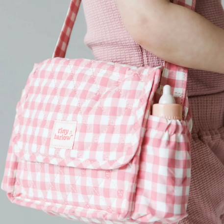 Sac à langer pour poupée avec accessoires vichy Rose, blanc 2 - vertbaudet enfant 