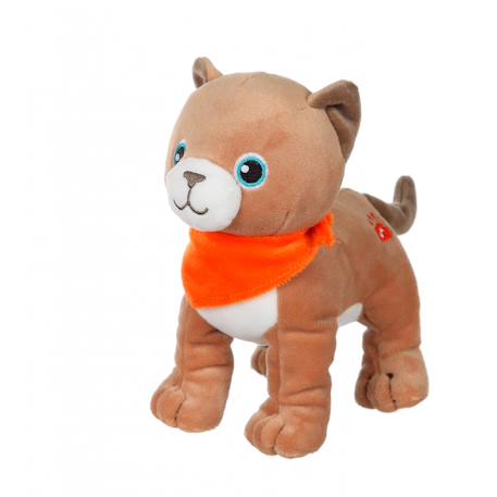 Peluche - peluche chien fun kitties sonore, marron clair foulard orange - 17 cm Orange 1 - vertbaudet enfant 