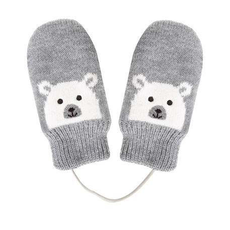 Gants motif ours - doublées fausse fourrure Gris 2 - vertbaudet enfant 