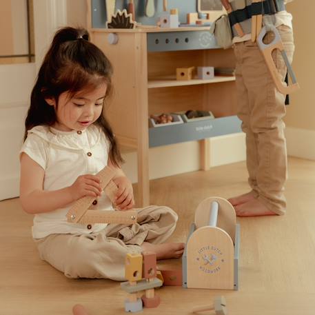 Boîte à outils en bois fsc Bleu, vert, jaune 3 - vertbaudet enfant 
