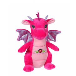 Jouet-Peluche - peluche dragon sonore, rose 17 cm