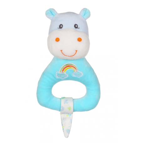 Hochet rainbow hippopotame - 15 cm Bleu 1 - vertbaudet enfant 