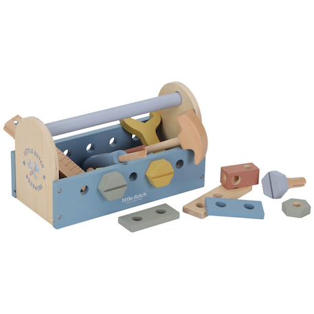 Boîte à outils en bois fsc Bleu, vert, jaune 2 - vertbaudet enfant 