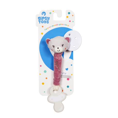 Peluche - attache tétine bebe bamboo - chat - 13 cm s/carte Rose 1 - vertbaudet enfant 