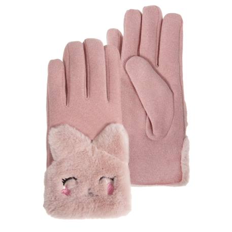 Gants doublés en imitation fourrure Rose 2 - vertbaudet enfant 