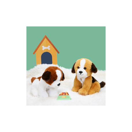Peluche - peluche chien mimi dogs sonore blanc et marron - 18 cm Marron 3 - vertbaudet enfant 