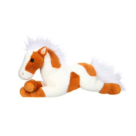 Peluche - peluche - cheval allongé - marron clair et blanc - 40 cm Blanc 1 - vertbaudet enfant 