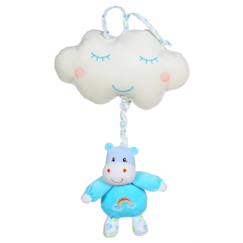 Linge de maison et décoration-Décoration-Boîte à musique rainbow hippopotame - 32 cm