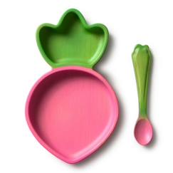 Puériculture-Assiette à compartiments et sa cuillère ramona le radis