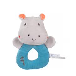 Jouet-Hochet bamboo bebe - hippopotame- 14 cm s/carte