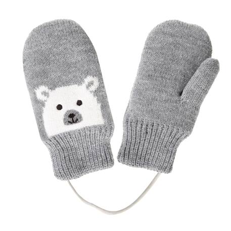 Gants motif ours - doublées fausse fourrure Gris 1 - vertbaudet enfant 