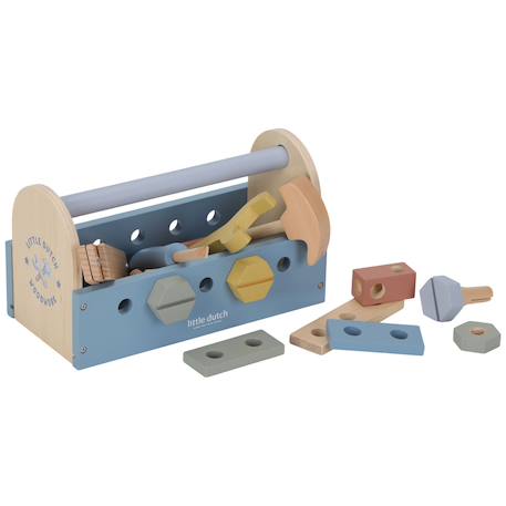 Boîte à outils en bois fsc Bleu, vert, jaune 1 - vertbaudet enfant 