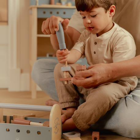 Boîte à outils en bois fsc Bleu, vert, jaune 4 - vertbaudet enfant 