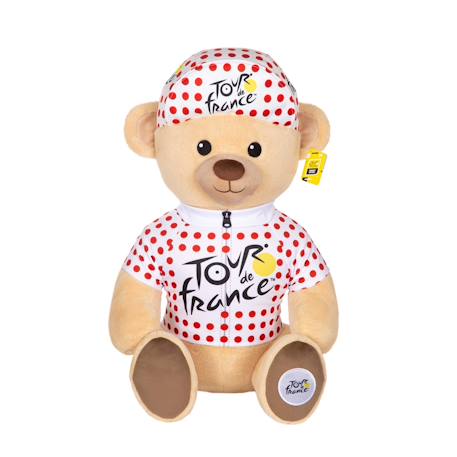 Peluche officielle ours tour de france - 60 cm maillot et casquette grimpeur à pois Blanc 1 - vertbaudet enfant 