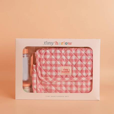 Sac à langer pour poupée avec accessoires vichy Rose, blanc 6 - vertbaudet enfant 