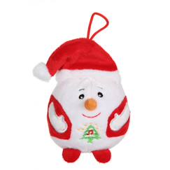 Jouet-Peluche - bonhomme de neige - bouille de noël sonore 13 cm