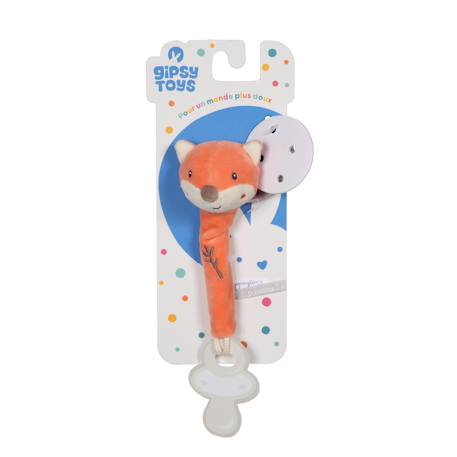 Peluche - attache tétine bebe bamboo renard - 13 cm s/carte Orange 1 - vertbaudet enfant 