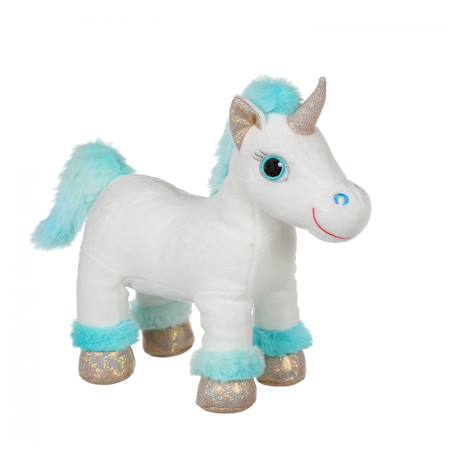 Peluche - peluche lica bella sonore, blanche et turquoise 22 cm Bleu 2 - vertbaudet enfant 