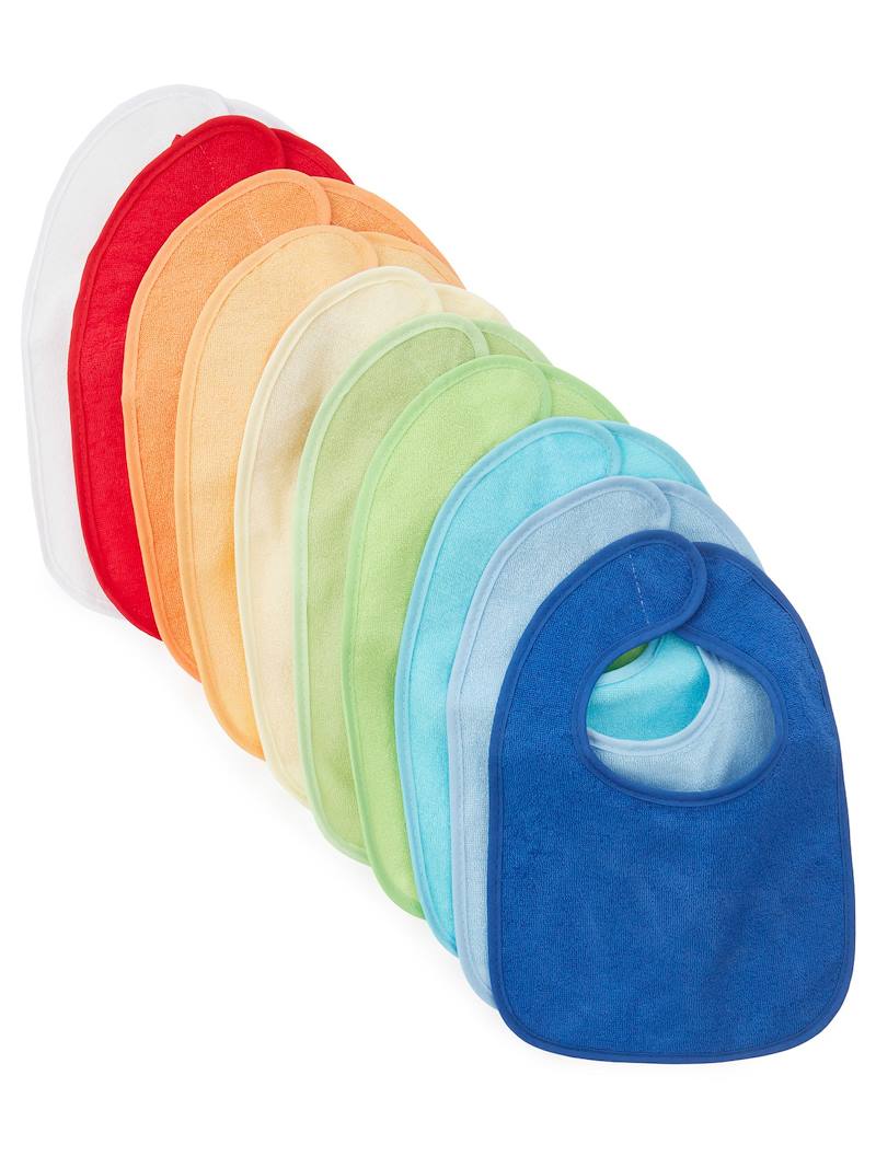 Lot de 10 bavoirs bébé en coton imperméable - 10x multicolore