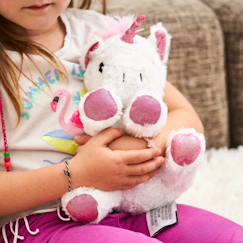 Jouet-Premier âge-Peluche bouillotte licorne blanche