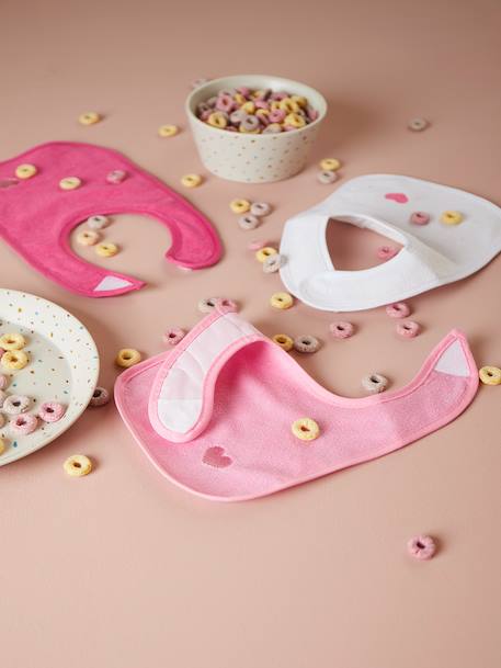 Lot de 4 bavoirs bébé en coton imperméable 4x bleu avec étoile+4x rose avec cœur 11 - vertbaudet enfant 