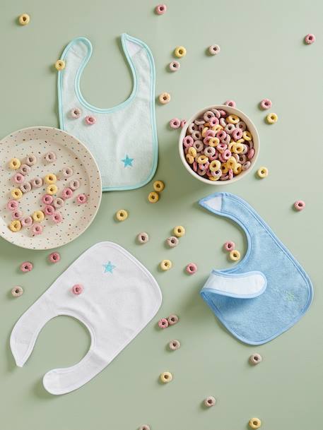 Lot de 4 bavoirs bébé en coton imperméable 4x bleu avec étoile+4x rose avec cœur 3 - vertbaudet enfant 