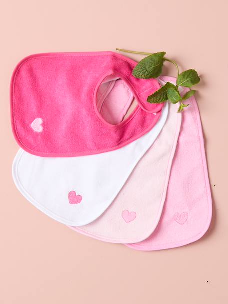 Lot de 4 bavoirs bébé en coton imperméable 4x bleu avec étoile+4x rose avec cœur 9 - vertbaudet enfant 