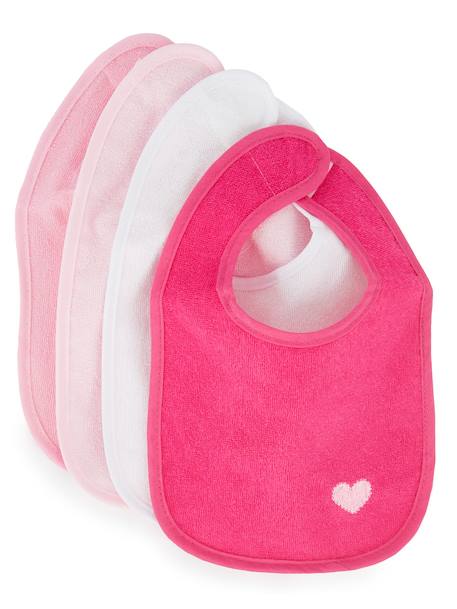 Lot de 4 bavoirs bébé en coton imperméable 4x bleu avec étoile+4x rose avec cœur 7 - vertbaudet enfant 