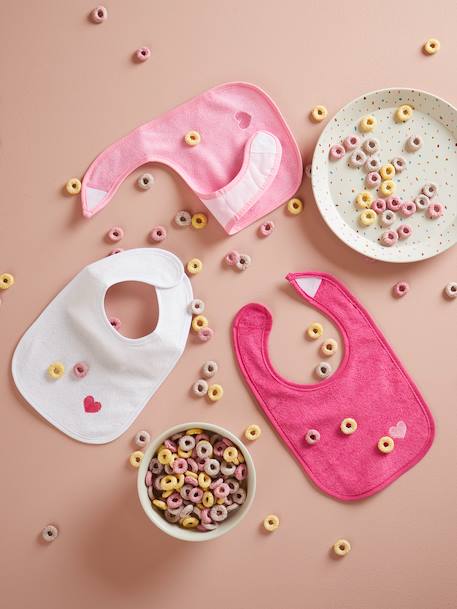 Lot de 4 bavoirs bébé en coton imperméable 4x bleu avec étoile+4x rose avec cœur 10 - vertbaudet enfant 