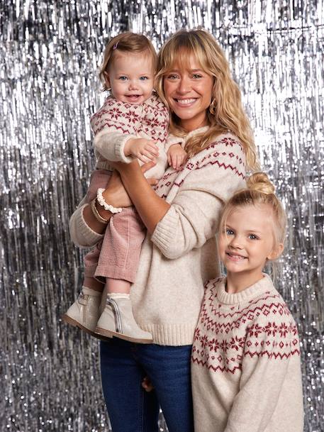 Pull jacquard homme noël capsule famille écru 2 - vertbaudet enfant 