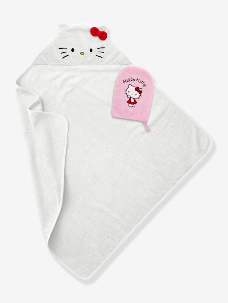 Coffret cadeau bébé cape de bain et gant de toilette Hello Kitty blanc 2 - vertbaudet enfant 