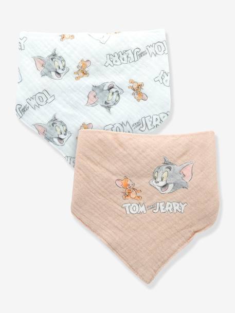 Lot 2 bavoirs bandana bébé Tom et Jerry Looney Tunes en gaze de coton beige 3 - vertbaudet enfant 