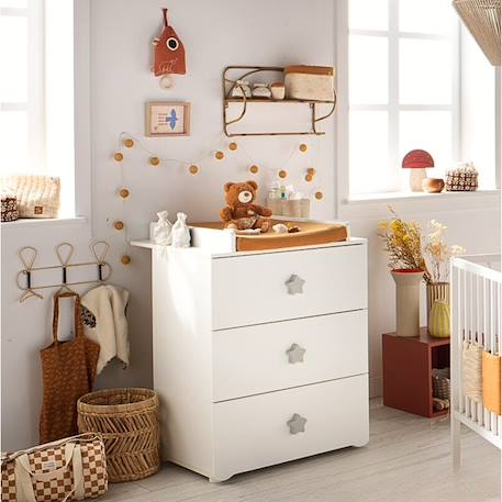 Commode à langer 3 tiroirs - basic Blanc+Blanc/gris+Blanc/rose 5 - vertbaudet enfant 