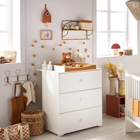 Commode à langer 3 tiroirs - basic Blanc+Blanc/gris+Blanc/rose 1 - vertbaudet enfant 