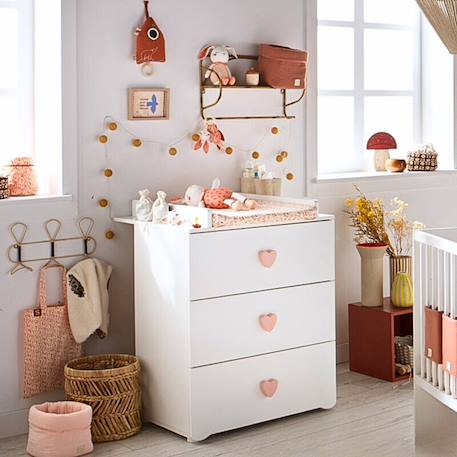 Commode à langer 3 tiroirs - basic Blanc+Blanc/gris+Blanc/rose 9 - vertbaudet enfant 