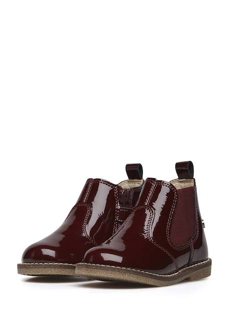 Boots en cuir verni avec fermeture éclair arthur Bordeaux-+Noir-+Noir ivoire- 5 - vertbaudet enfant 
