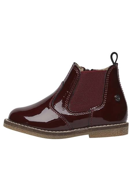 Boots en cuir verni avec fermeture éclair arthur Bordeaux-+Noir-+Noir ivoire- 3 - vertbaudet enfant 