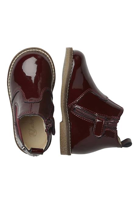 Boots en cuir verni avec fermeture éclair arthur Bordeaux-+Noir-+Noir ivoire- 4 - vertbaudet enfant 