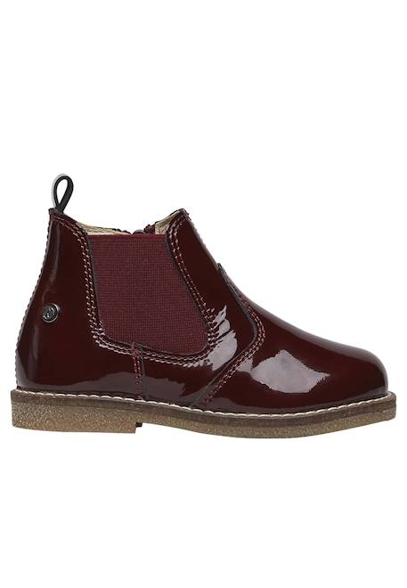 Boots en cuir verni avec fermeture éclair arthur Bordeaux-+Noir-+Noir ivoire- 1 - vertbaudet enfant 