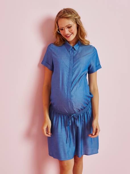 Robe chemise de grossesse Bleu clair 1 - vertbaudet enfant 