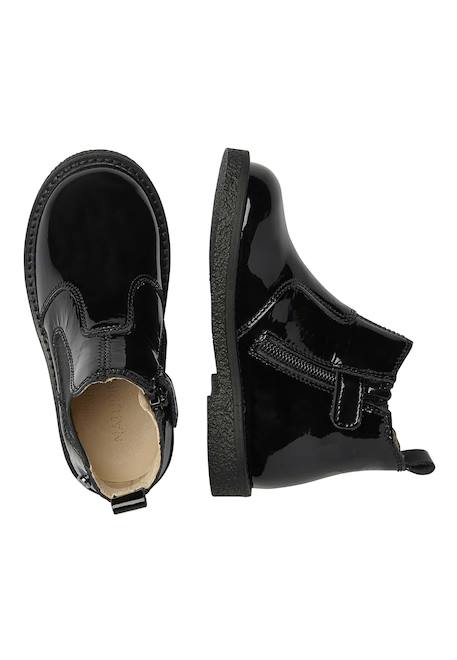 Boots en cuir verni avec fermeture éclair arthur Bordeaux-+Noir-+Noir ivoire- 9 - vertbaudet enfant 