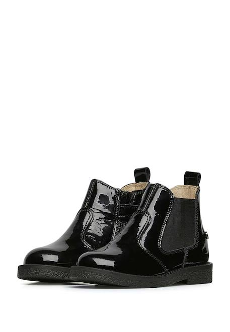 Boots en cuir verni avec fermeture éclair arthur Bordeaux-+Noir-+Noir ivoire- 10 - vertbaudet enfant 