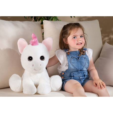 Peluche - peluche 'puppy eyes pets' licorne blanche et rose - 40 cm Rose 3 - vertbaudet enfant 