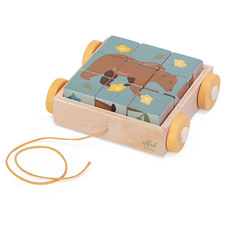 Chariot avec puzzle de cubes animaux Beige 1 - vertbaudet enfant 