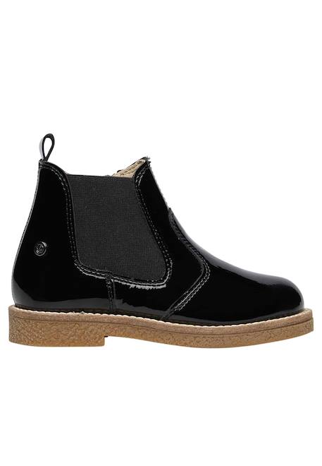 Boots en cuir verni avec fermeture éclair arthur Bordeaux-+Noir-+Noir ivoire- 11 - vertbaudet enfant 