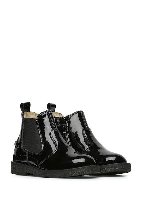 Boots en cuir verni avec fermeture éclair arthur Bordeaux-+Noir-+Noir ivoire- 7 - vertbaudet enfant 