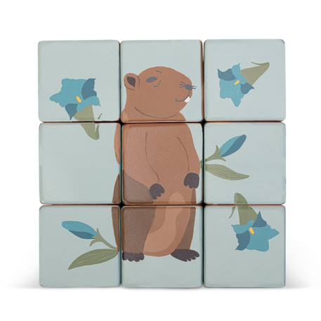 Chariot avec puzzle de cubes animaux Beige 6 - vertbaudet enfant 
