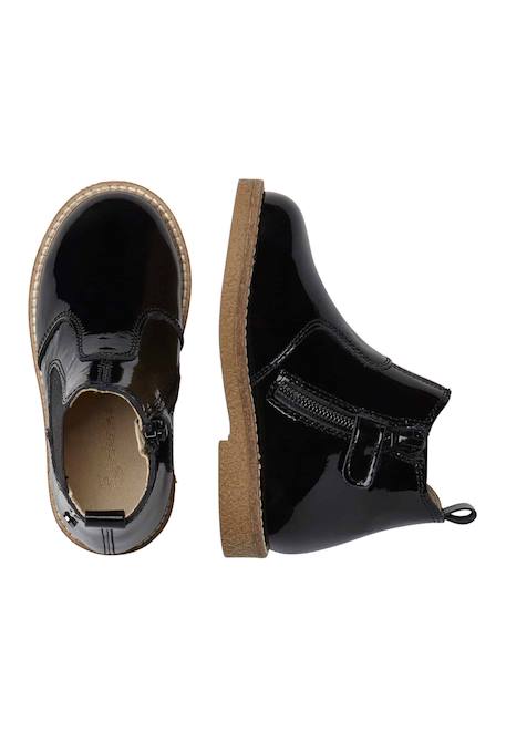 Boots en cuir verni avec fermeture éclair arthur Bordeaux-+Noir-+Noir ivoire- 14 - vertbaudet enfant 