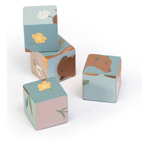 Chariot avec puzzle de cubes animaux Beige 2 - vertbaudet enfant 