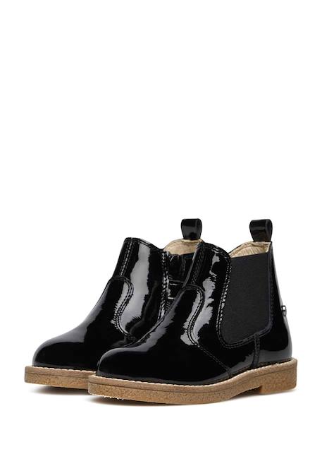 Boots en cuir verni avec fermeture éclair arthur Bordeaux-+Noir-+Noir ivoire- 15 - vertbaudet enfant 